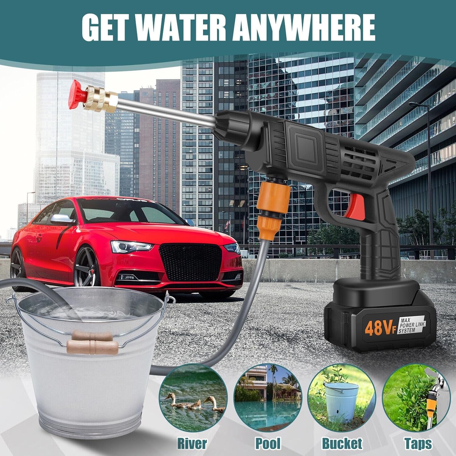 48V Car Washer Gun Wireless High Pressure Washer Water Spray Gun, Car washing Kit 48V Car Washer Gun Wireless High Pressure Washer Water Spray Gun, Car washing Kit